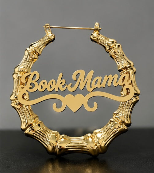 “Book Mama” bamboo earrings