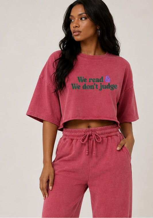 “We Don’t Judge” Short Sleeve Pant Set