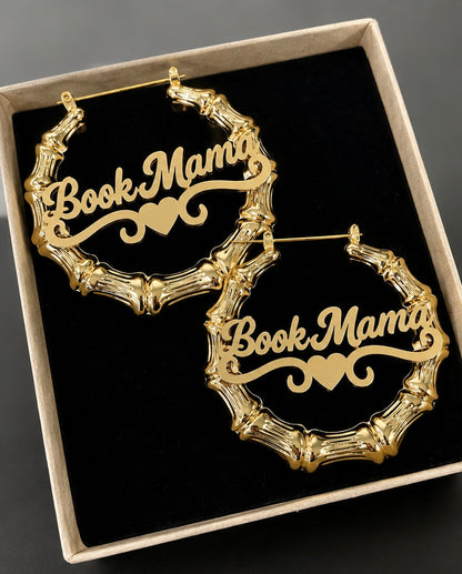 “Book Mama” bamboo earrings