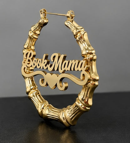“Book Mama” bamboo earrings